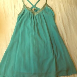 Aqua and gold dress